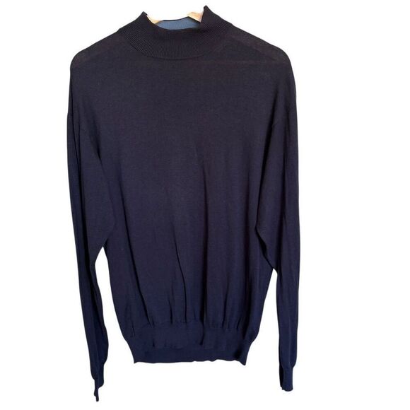 Cullen Men's L Blue Mock Neck Pullover Sweater Long Sleeve Casual Silk Blend - Picture 1 of 5